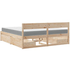 Bett mit Schubladen und Matratze 200x200 cm Massivholz Kiefer