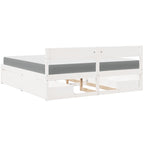 Bett mit Schubladen und Matratze Weiß 200x200 cm Massivholz