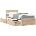 Bett mit Schubladen und Matratze 90x200 cm Massivholz Kiefer
