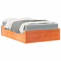 Bett mit Matratze Wachsbraun 120x200 cm Massivholz Kiefer