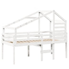 Hochbett mit Dach Weiß 80x200 cm Massivholz Kiefer