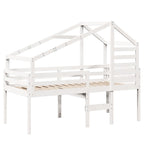 Hochbett mit Dach Weiß 75x190 cm Massivholz Kiefer