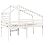 Hochbett mit Dach Weiß 75x190 cm Massivholz Kiefer