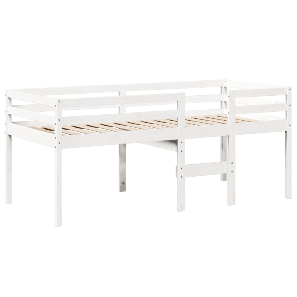 Hochbett mit Dach Weiß 75x190 cm Massivholz Kiefer
