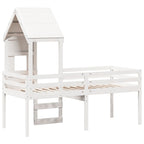 Hochbett mit Dach Weiß 90x200 cm Massivholz Kiefer