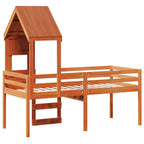Hochbett mit Dach Wachsbraun 90x190 cm Massivholz Kiefer
