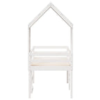 Hochbett mit Dach Weiß 75x190 cm Massivholz Kiefer