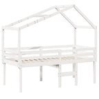 Hochbett mit Dach Weiß 90x190 cm Massivholz Kiefer