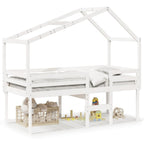 Hochbett mit Dach Weiß 75x190 cm Massivholz Kiefer
