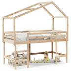 Hochbett mit Leiter und Dach 90x190 cm Massivholz Kiefer