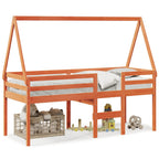 Hochbett mit Dach Wachsbraun 80x200 cm Massivholz Kiefer