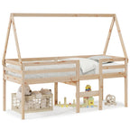 Hochbett mit Dach 75x190 cm Massivholz Kiefer