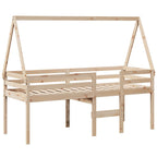 Hochbett mit Dach 75x190 cm Massivholz Kiefer