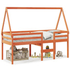 Hochbett mit Dach Wachsbraun 75x190 cm Massivholz Kiefer