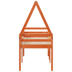 Hochbett mit Dach Wachsbraun 75x190 cm Massivholz Kiefer