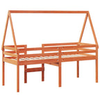 Hochbett mit Dach Wachsbraun 75x190 cm Massivholz Kiefer