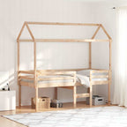 Hochbett mit Dach 80x200 cm Massivholz Kiefer