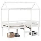 Hochbett mit Dach Weiß 80x200 cm Massivholz Kiefer