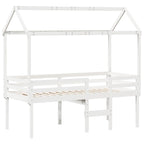 Hochbett mit Dach Weiß 80x200 cm Massivholz Kiefer