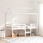 Hochbett mit Dach Weiß 80x200 cm Massivholz Kiefer
