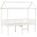 Hochbett mit Dach Weiß 90x190 cm Massivholz Kiefer