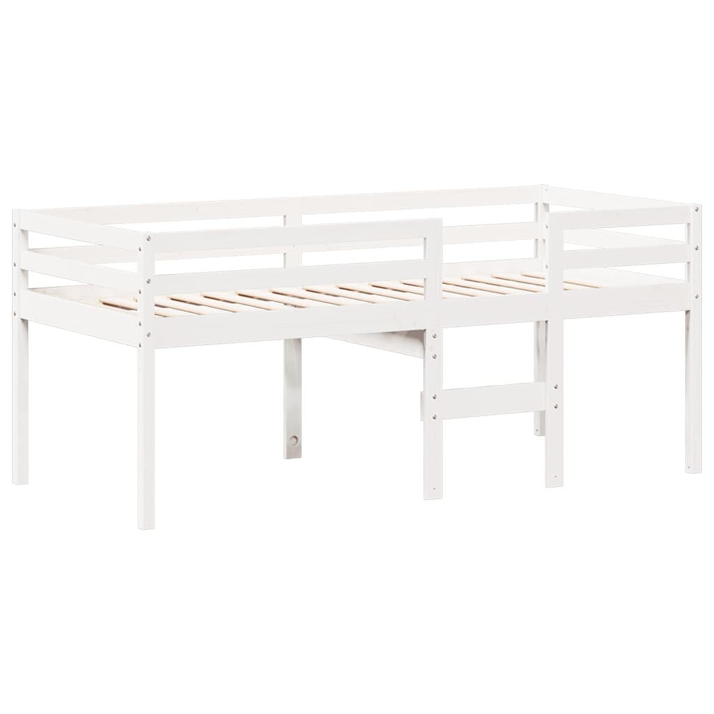 Hochbett mit Dach Weiß 90x190 cm Massivholz Kiefer