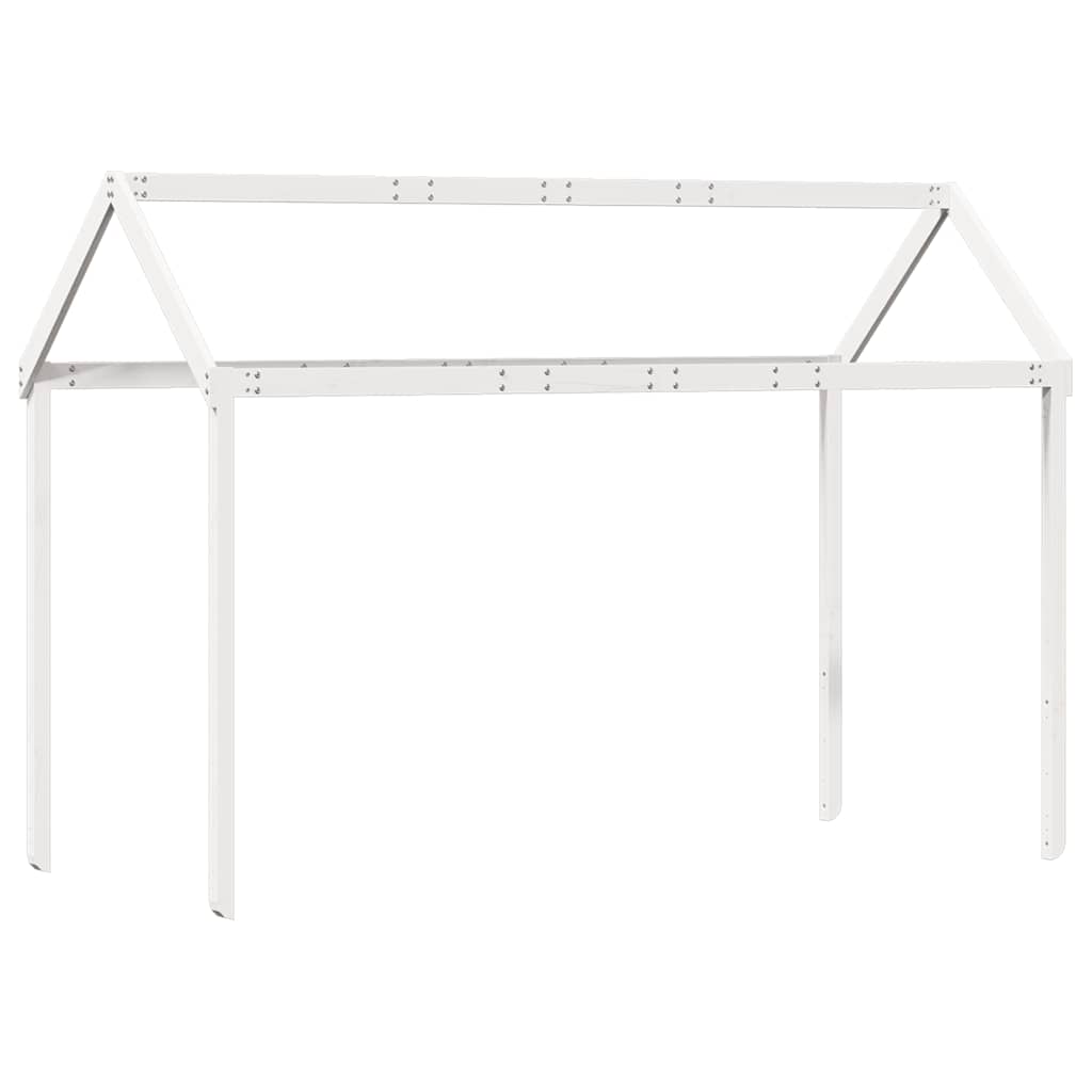 Hochbett mit Dach Weiß 90x190 cm Massivholz Kiefer