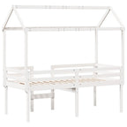 Hochbett mit Dach Weiß 90x190 cm Massivholz Kiefer
