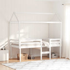 Hochbett mit Dach Weiß 90x190 cm Massivholz Kiefer