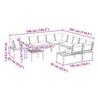 7-tlg. Garten-Sofagarnitur mit Kissen Schwarz Aluminium