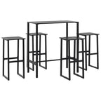5-tlg. Gartenbar-Set Schwarz Pulverbeschichteter Stahl