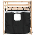Etagenbett mit Vorhängen Weiß & Schwarz 75x190 cm Kiefernholz