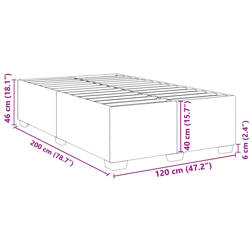 Bettgestell ohne Matratze Hellgrau 120x200 cm Stoff