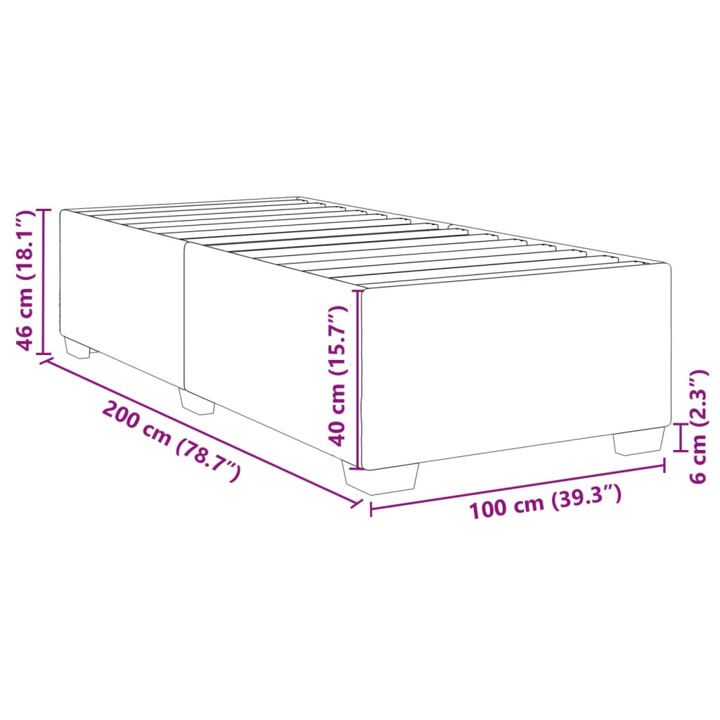 Bettgestell Grau 100x200 cm Kunstleder