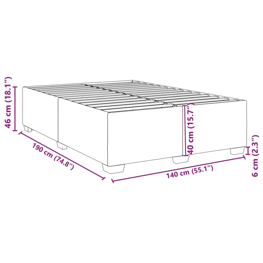 Bettgestell Cappuccino-Braun 140x190 cm Kunstleder