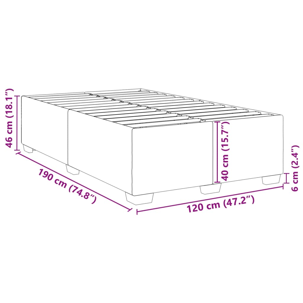Bettgestell ohne Matratze Dunkelgrau 120x190 cm Samt