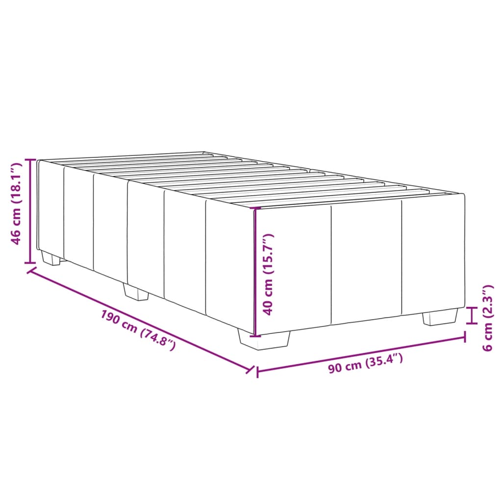Bettgestell ohne Matratze Creme 90x190 cm Stoff