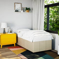 Bettgestell ohne Matratze Creme 90x190 cm Stoff