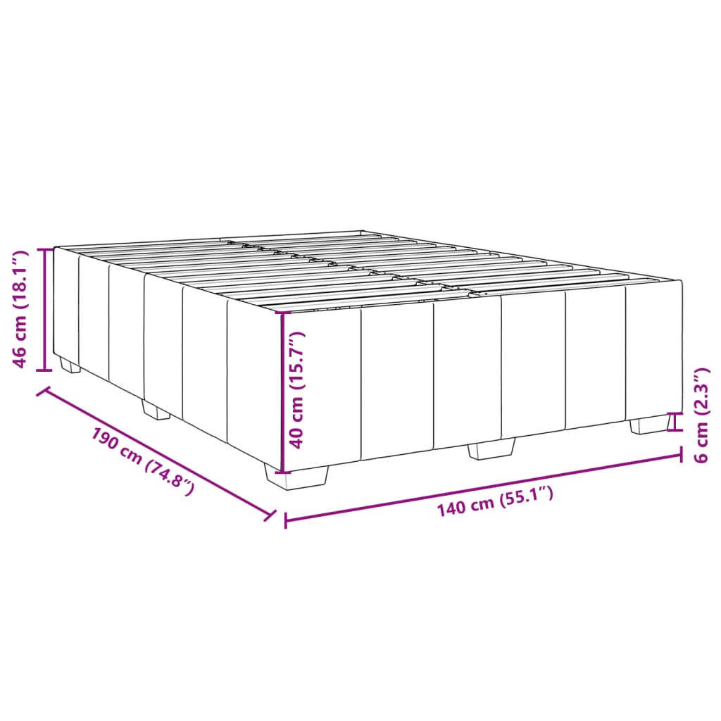 Bettgestell ohne Matratze Dunkelbraun 140x190 cm Stoff