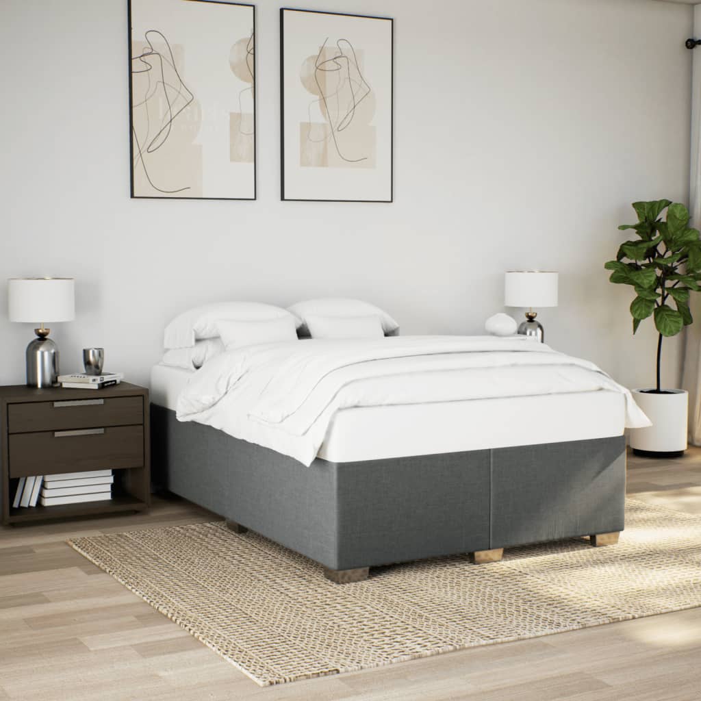 Boxspringbett mit Matratze Dunkelgrau 140x190 cm Stoff