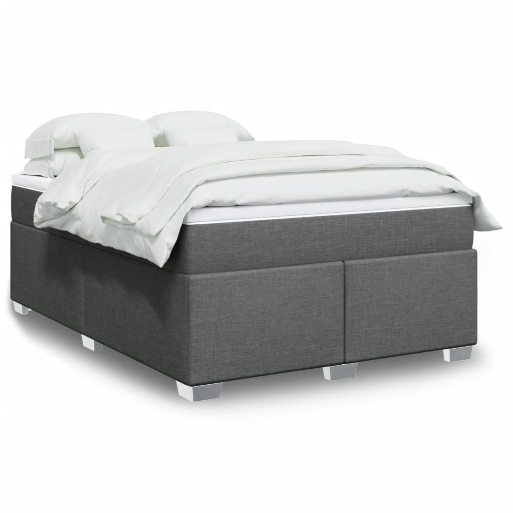Boxspringbett mit Matratze Dunkelgrau 140x190 cm Stoff