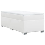 Boxspringbett mit Matratze Weiß 90x190 cm Kunstleder