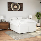 Boxspringbett mit Matratze Weiß 140x190 cm Kunstleder