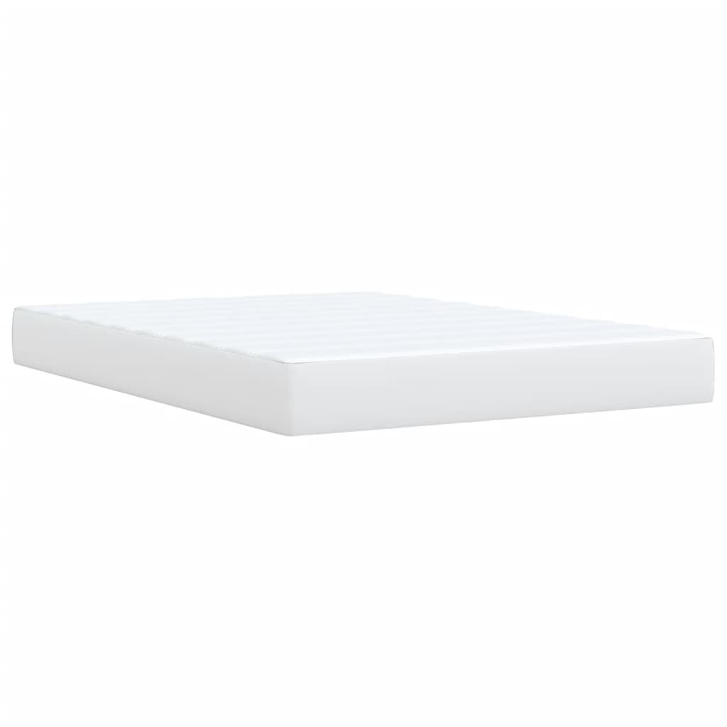 Boxspringbett mit Matratze Weiß 140x190 cm Kunstleder