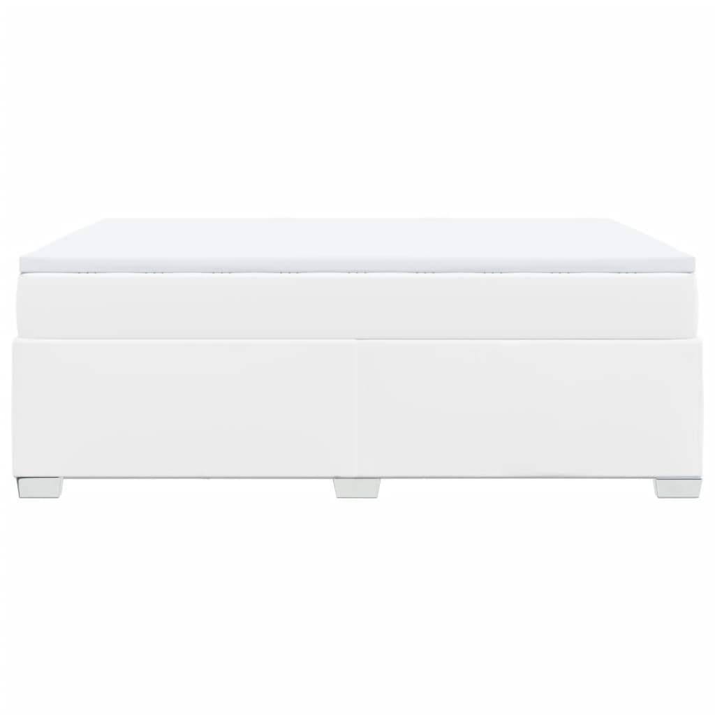 Boxspringbett mit Matratze Weiß 140x190 cm Kunstleder