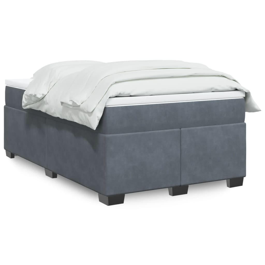 Boxspringbett mit Matratze Dunkelgrau 120x190 cm Samt