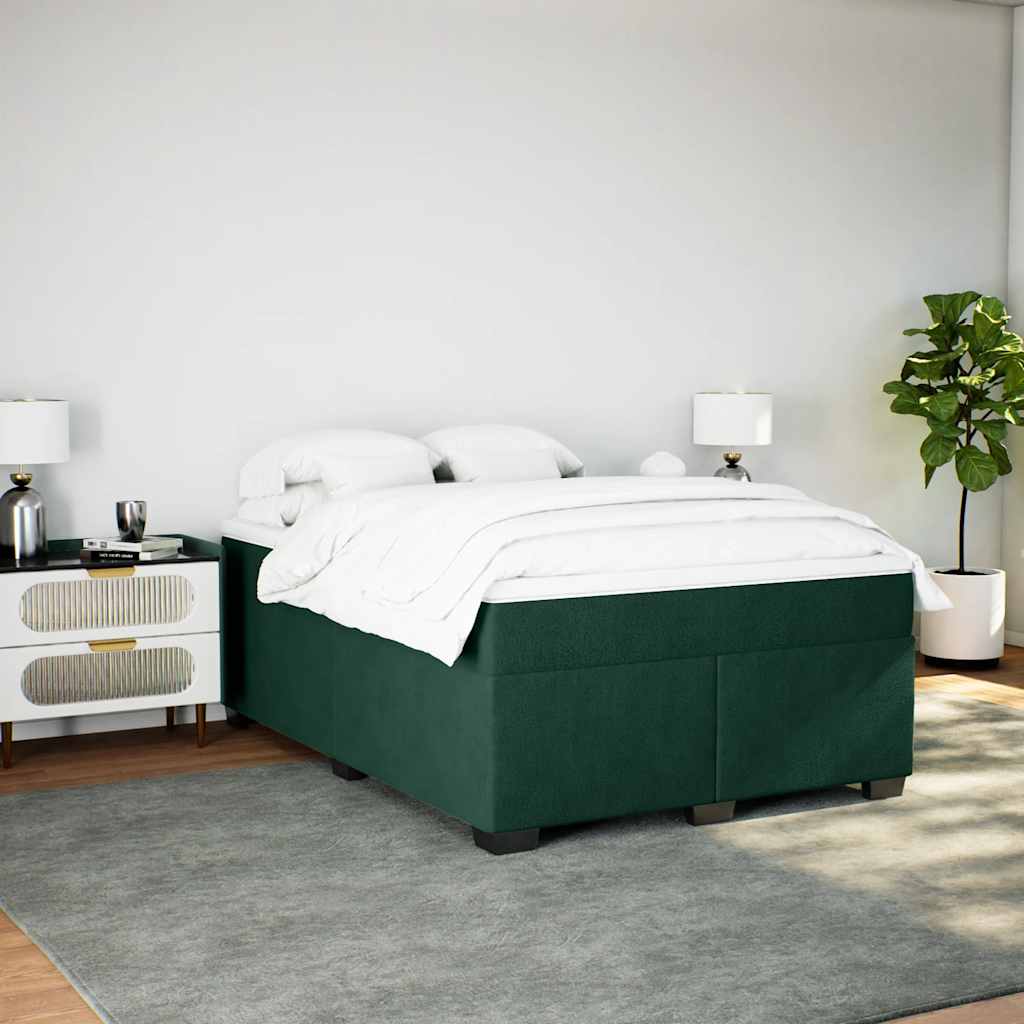 Boxspringbett mit Matratze Dunkelgrün 140x190 cm Samt