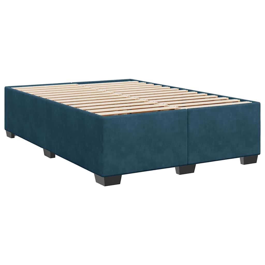 Boxspringbett mit Matratze Dunkelblau 160x200 cm Samt