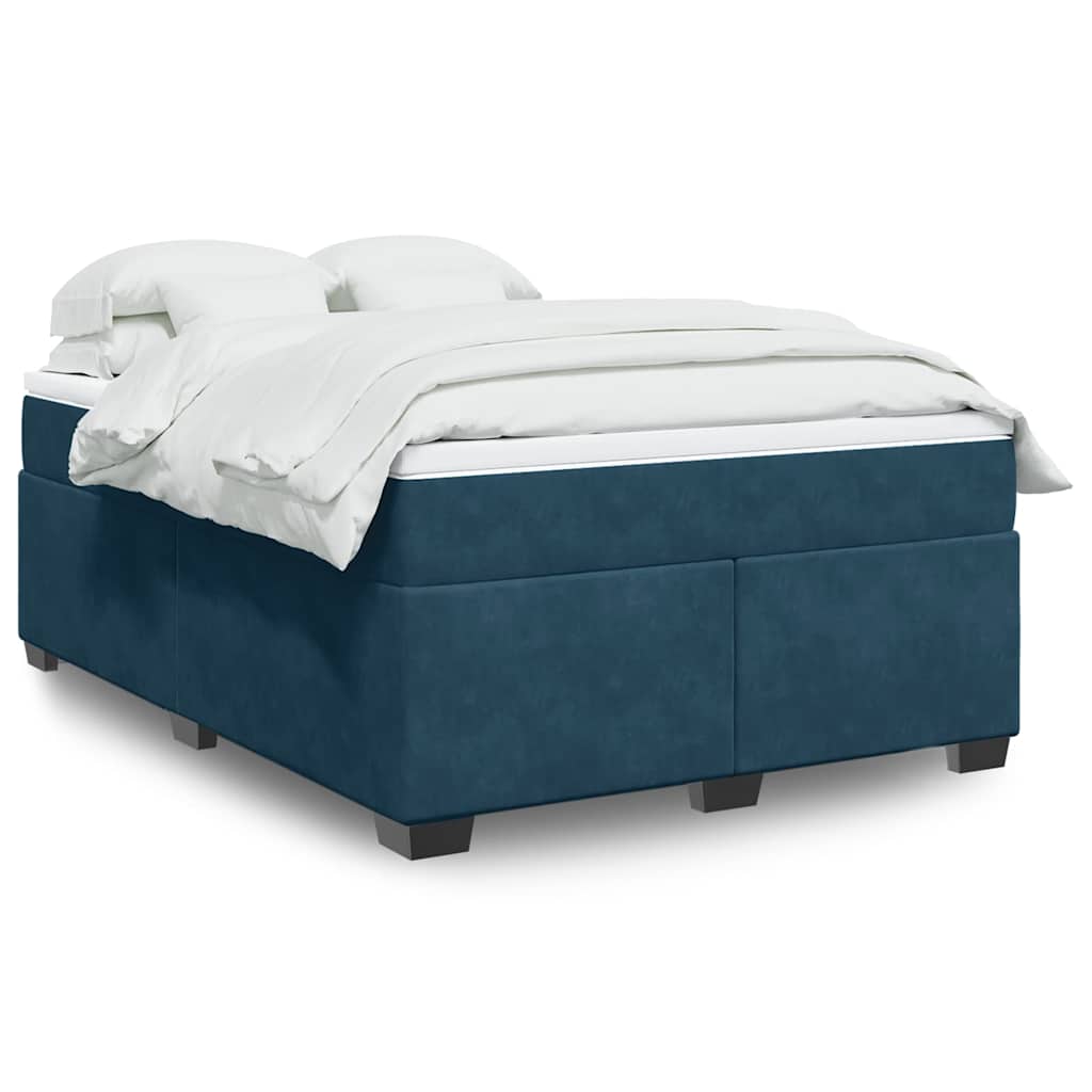 Boxspringbett mit Matratze Dunkelblau 160x200 cm Samt