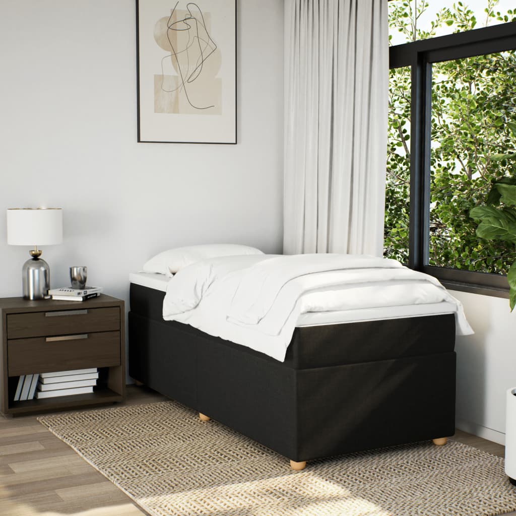 Boxspringbett mit Matratze Schwarz 100x200 cm Stoff